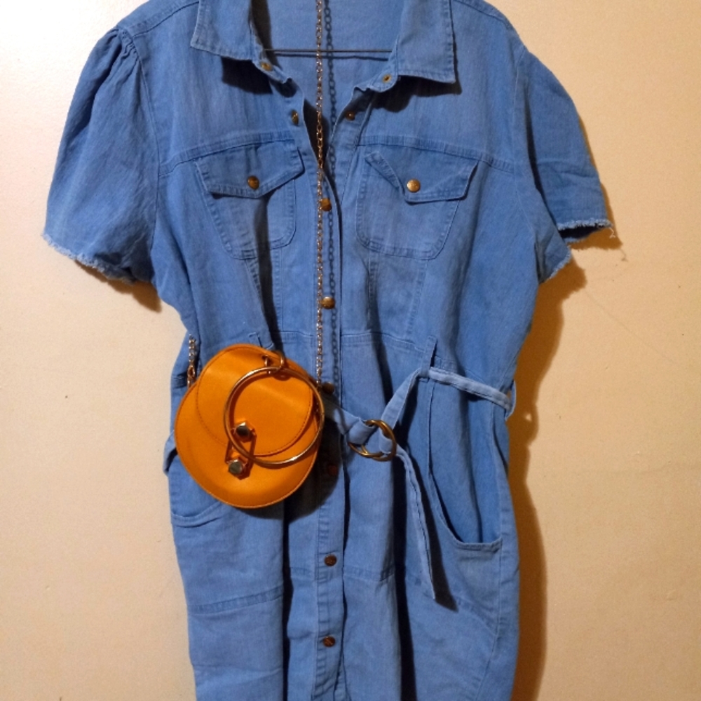 Plus Size Light Blue Jean Dress